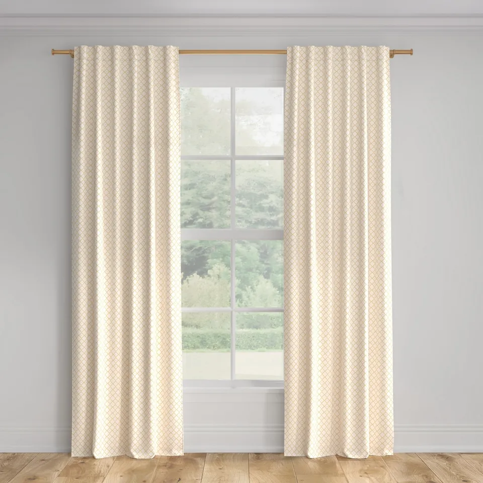 Printed Linen Curtain, Buttercup Petite Lattice, 50" x 108", Privacy