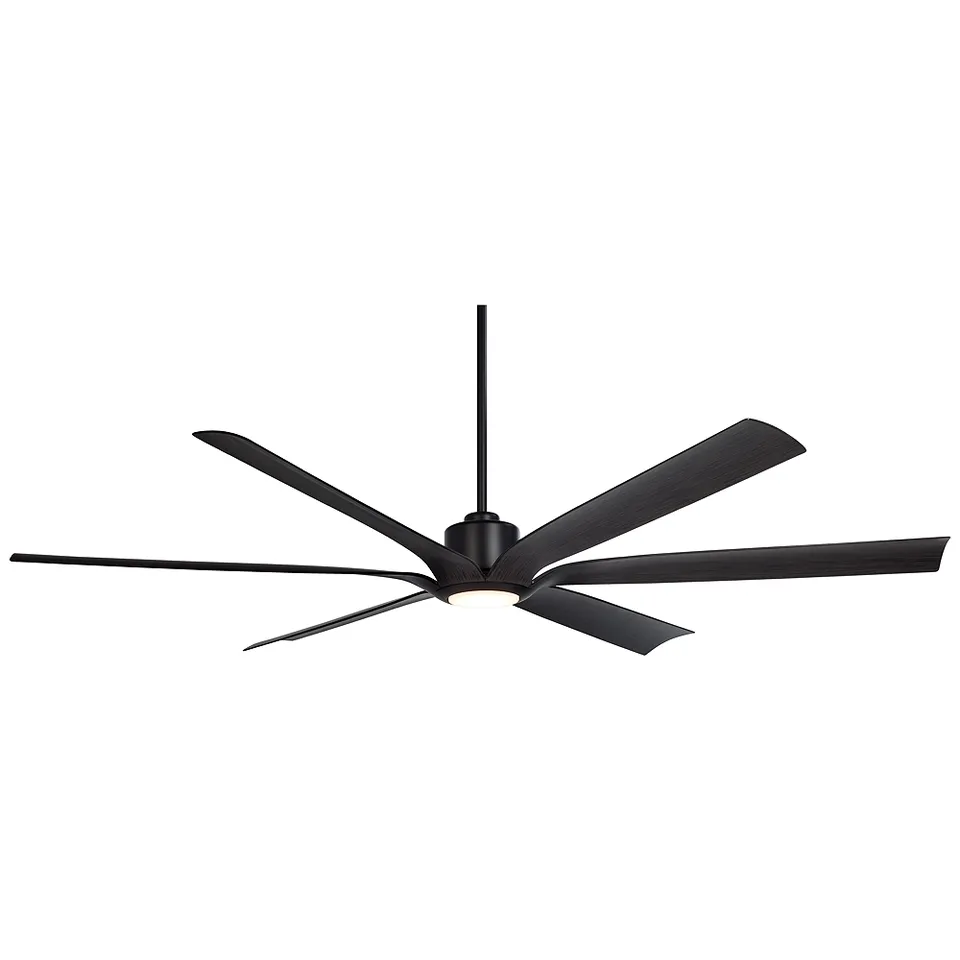 72" Casa Vieja Lomar Matte Black Woodgrain Damp Remote LED Ceiling Fan