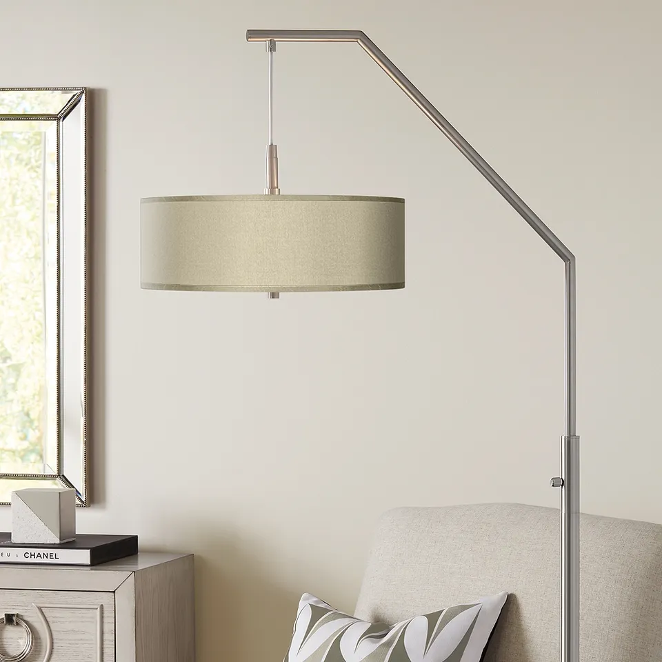 Possini Euro Design 71 1/2" Nickel and Sesame Modern Arc Floor Lamp