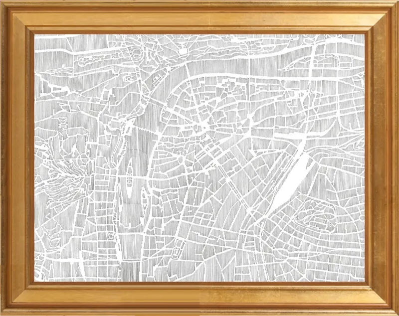 Prague Ink Map by Karen O'Leary for Artfully Walls