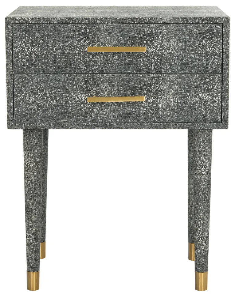 Nour Faux Shagreen End Table - Black - Safavieh