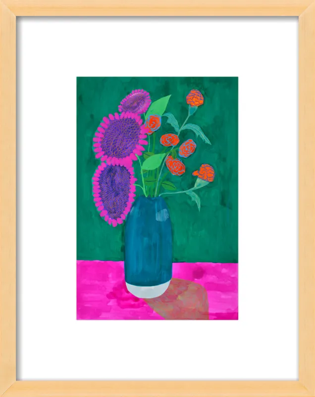 vase with sunflowers and carnations  by Christiane Drapela for Artfully Walls