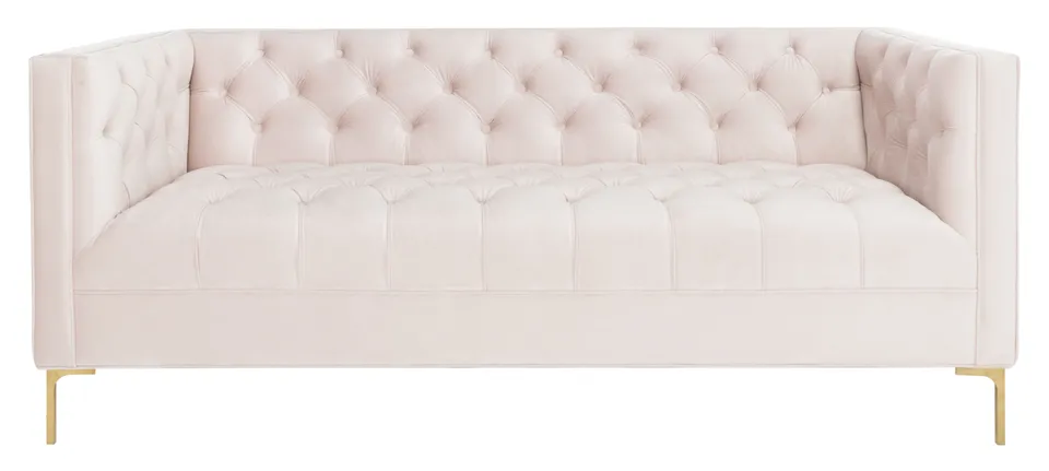 Vydia Velvet Tufted Sofa - Blush Pink - Safavieh