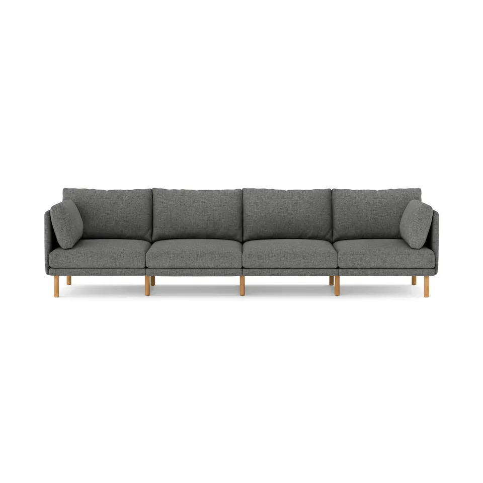 Field 4-Piece Sofa - Carbon - Performance Flat Twill / Oak - Wood