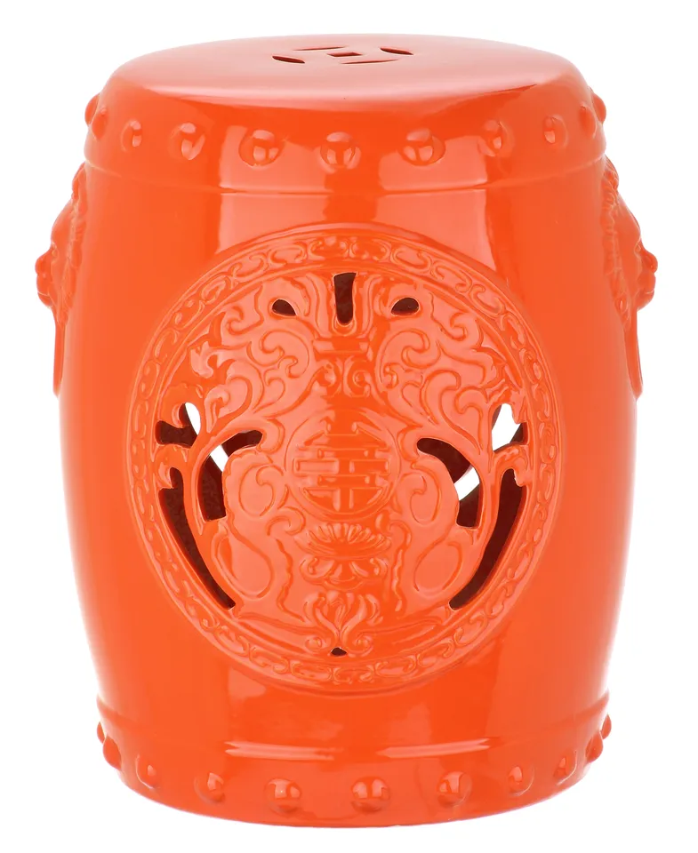 Dragon Coin Garden Stool - Orange