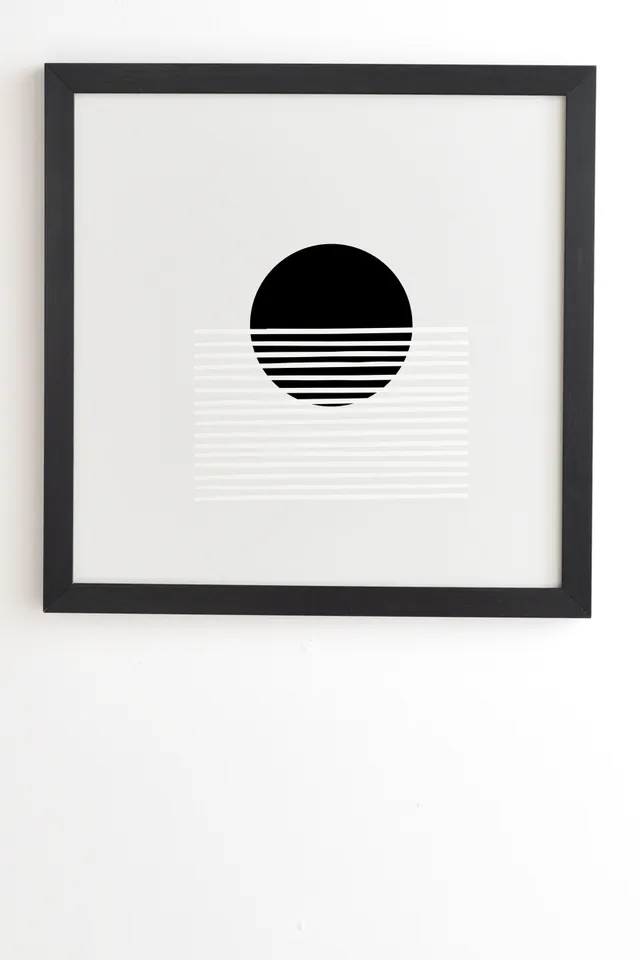 Sunset Monochrome by Mambo Art Studio - Framed Wall Art Basic Black 20" x 20"