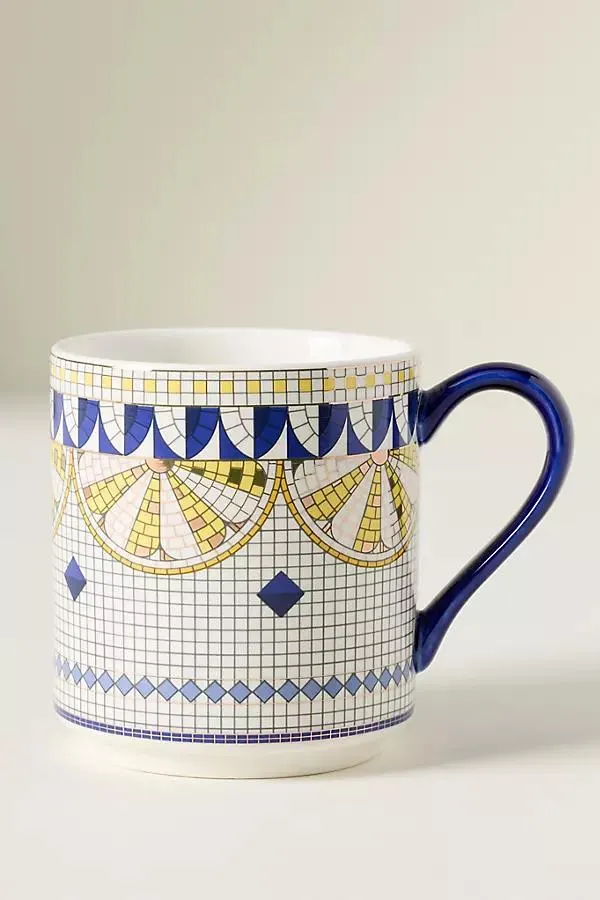 Bistro Tile Stoneware 24k Gold Accent Italia Mug