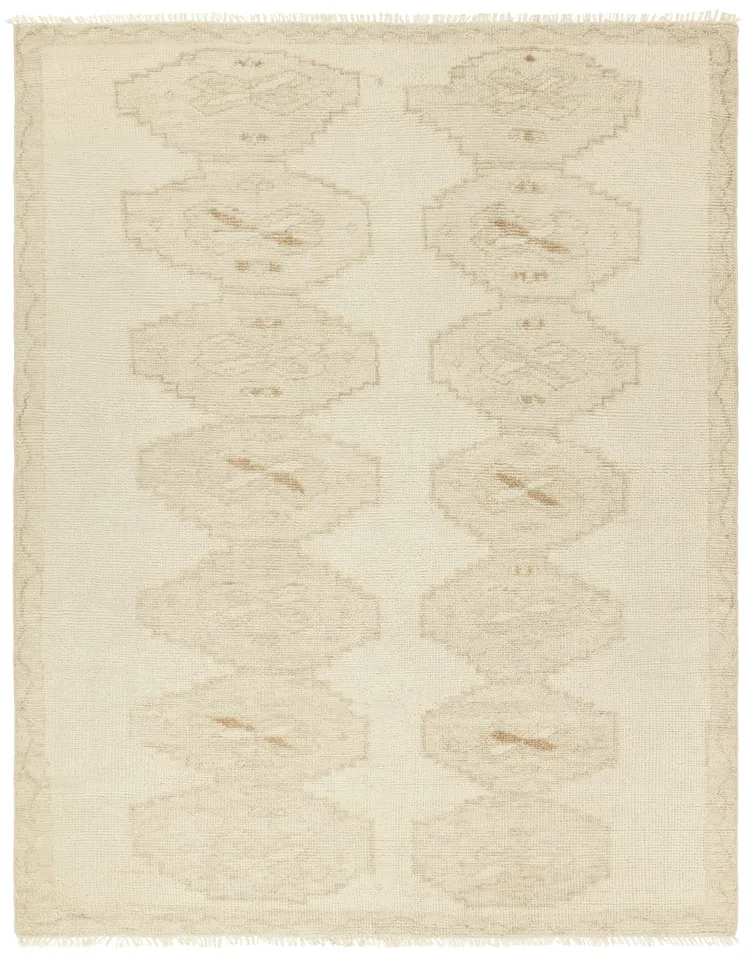 Ismail Handknotted Medallion Cream/Tan Area Rug (6'X9')