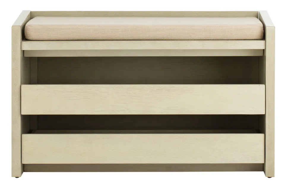 Percy Storage Bench - White Wash/Beige