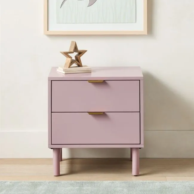 Classic 20" Lilac Rose Wood 2-Drawer Kids Nightstand