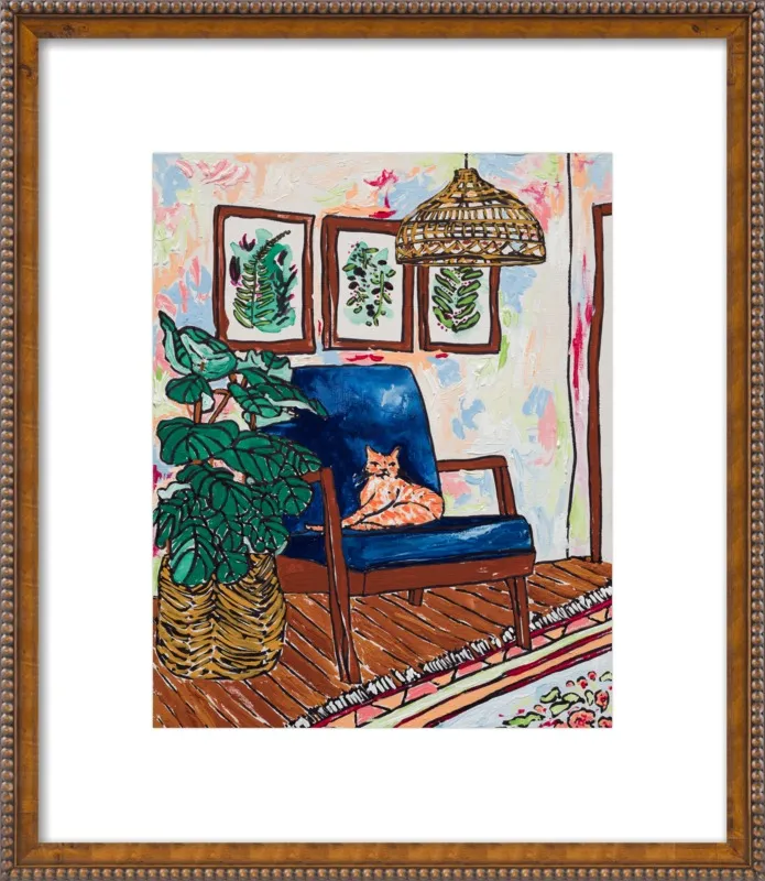 Ginger Cat in Mid Century Chair by Lara Lee Meintjes for Artfully Walls