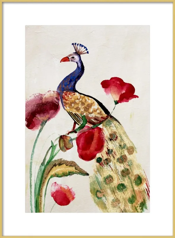 blue gold peacock by Ruti Shaashua for Artfully Walls