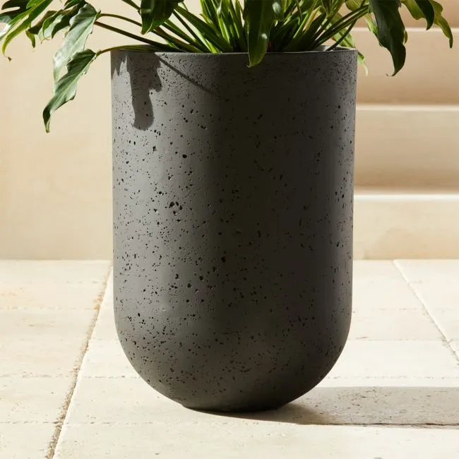 Seminyak Black Cement Indoor/Outdoor Medium Planter 20"H