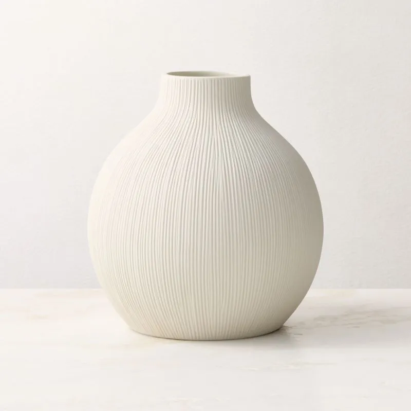 Liana Warm White Fluted Porcelain Vase Tall