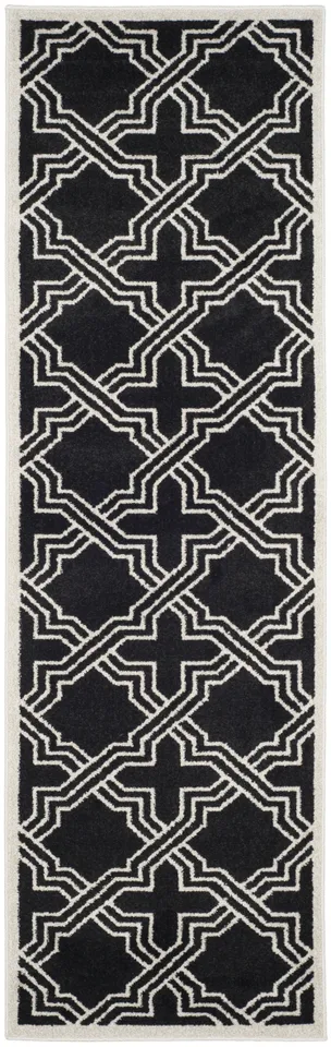 Arlo Home Indoor/Outdoor Woven Area Rug, AMT413G, Anthracite/Ivory,  2' 3" X 7'