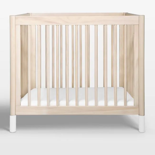 Babyletto Gelato White & Washed Natural Wood 4-in-1 Convertible Mini Baby Crib