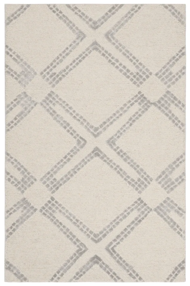 Arlo Home Hand Tufted Area Rug, BLG574G, Ivory/Silver,  2' 6" X 4'