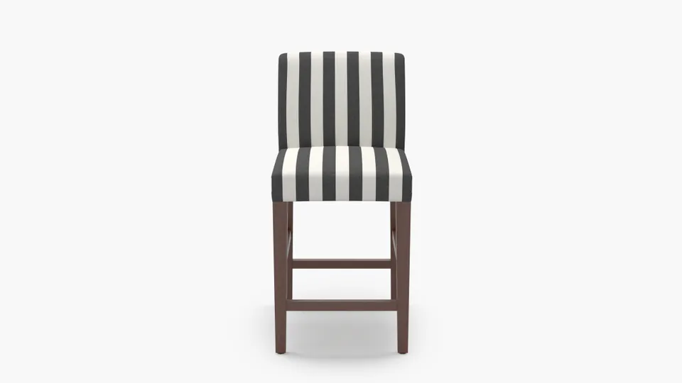 Signature Dining Counter Stool, Ink Cabana Stripe, Walnut Square Tapered Leg