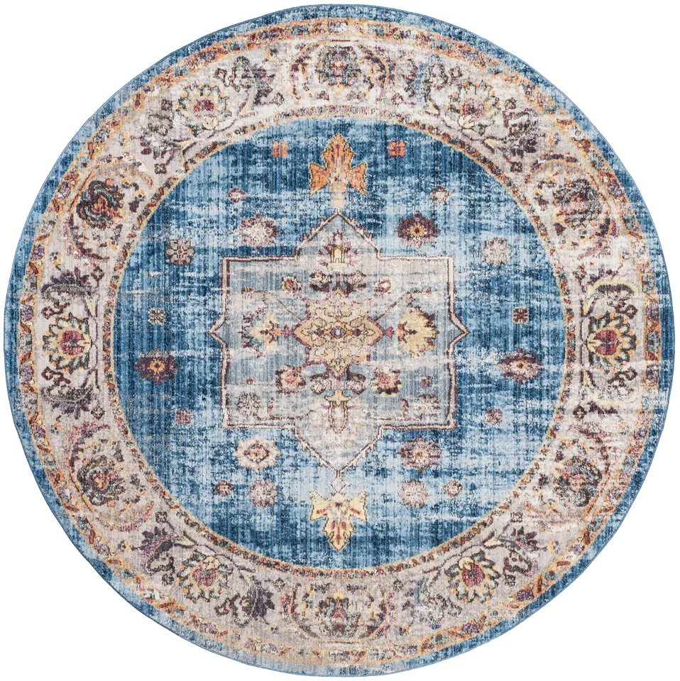 Arlo Home Woven Area Rug, BTL349C, Blue/Ivory,  7' X 7' Round