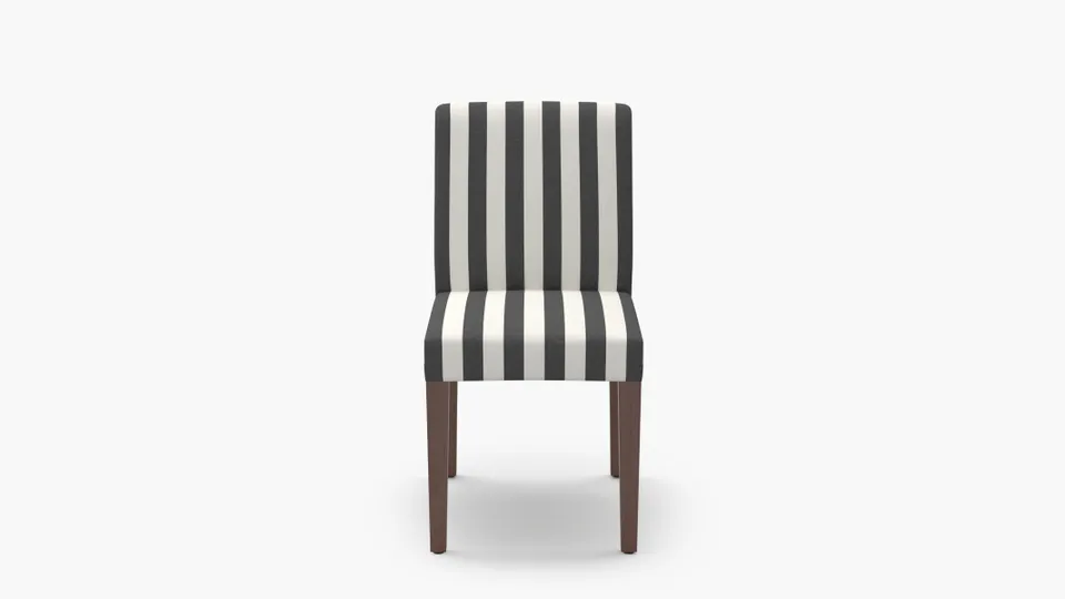 Signature Dining Chair, Ink Cabana Stripe, Walnut Square Tapered Leg