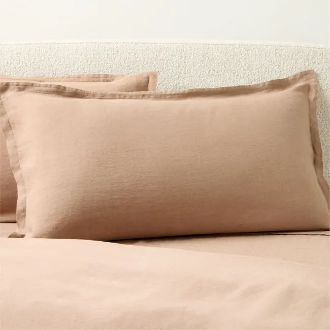 Classic European Linen Tawny Brown King Pillow Shams Set of 2