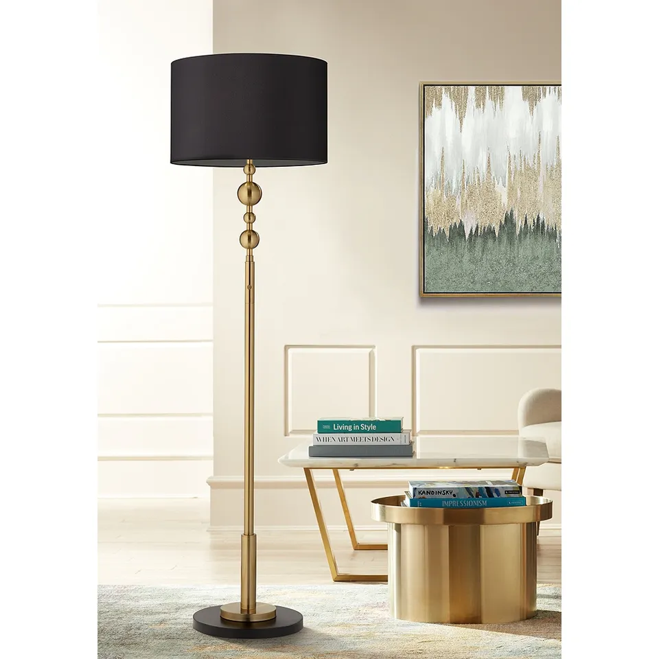 Possini Euro Summit Black Shade 71" High Light Blaster Tall Floor Lamp