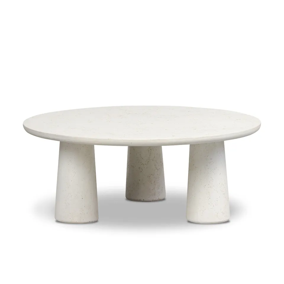 Rye Outdoor Nesting Coffee Table - Aged White Concrete