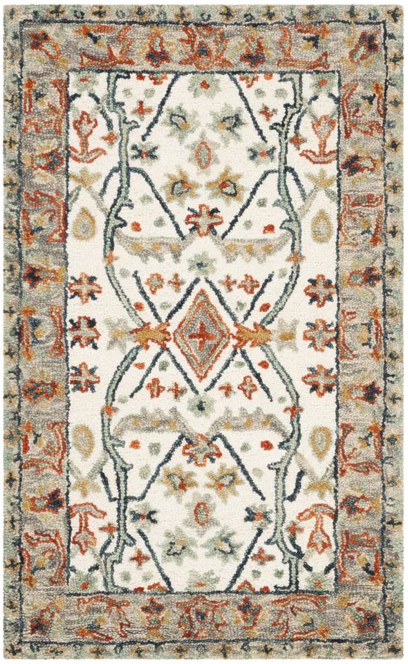 Arlo Home Hand Tufted Area Rug, APN308A, Ivory/Blue,  3' X 5'