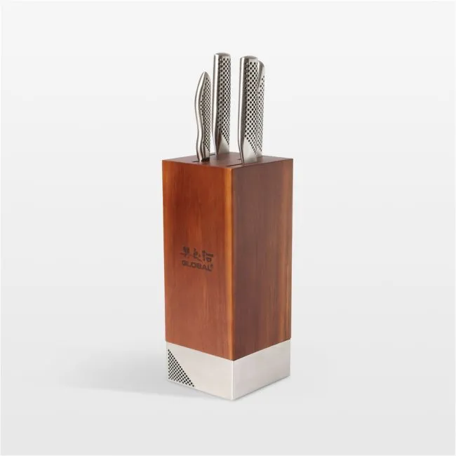 Global ® Toshi 5-Piece Acacia Knife Block Set