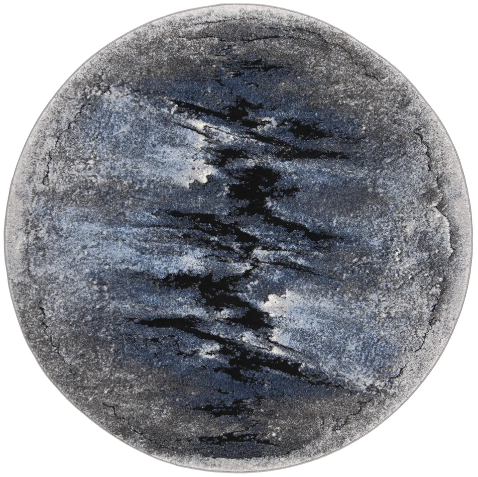 Arlo Home Woven Area Rug, SPR125M, Blue/Charcoal,  6' 7" X 6' 7" Round