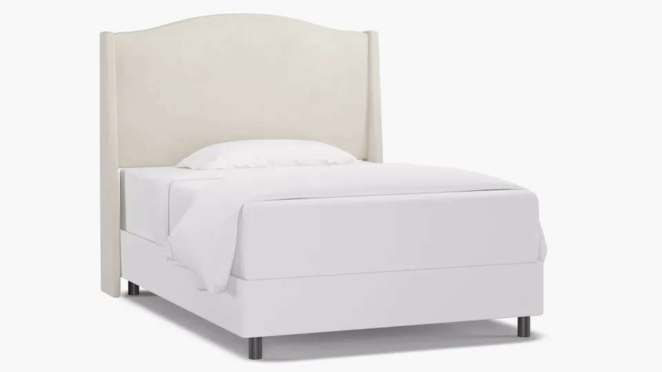Classic Wingback Headboard, White Classic Velvet, Full