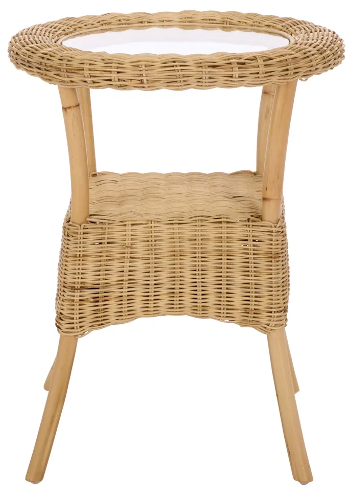 Damary Glass Top Accent Table - Natural / Glass
