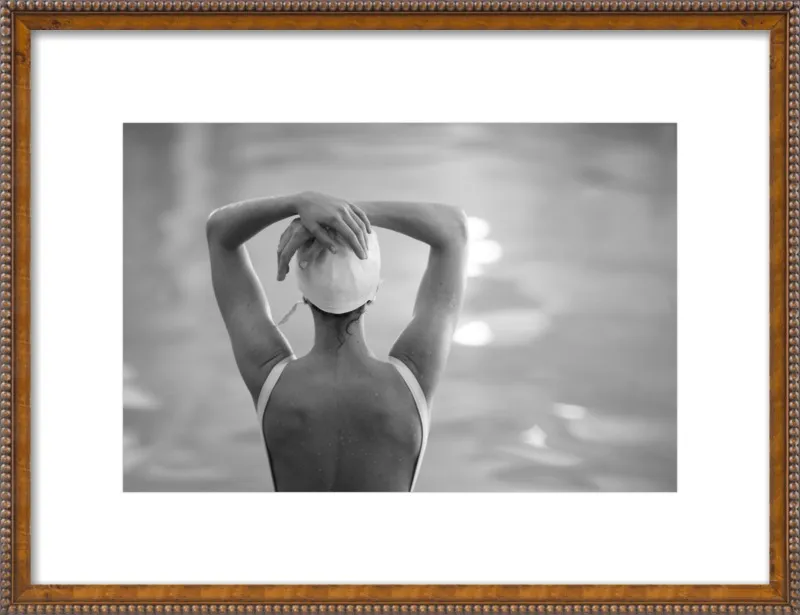 Woman Swimmer in a White Cap by Lucy Snowe for Artfully Walls