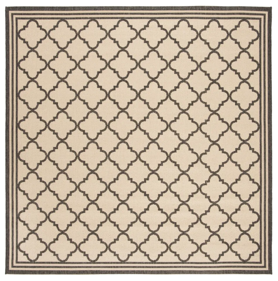 Arlo Home Indoor/Outdoor Woven Area Rug, LND121Z, Cream/Black,  6' 7" X 6' 7" Square