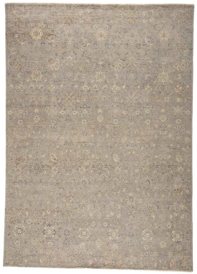 Pembe Hand-Knotted Oriental Gray/ Blue Area Rug (8'X10')