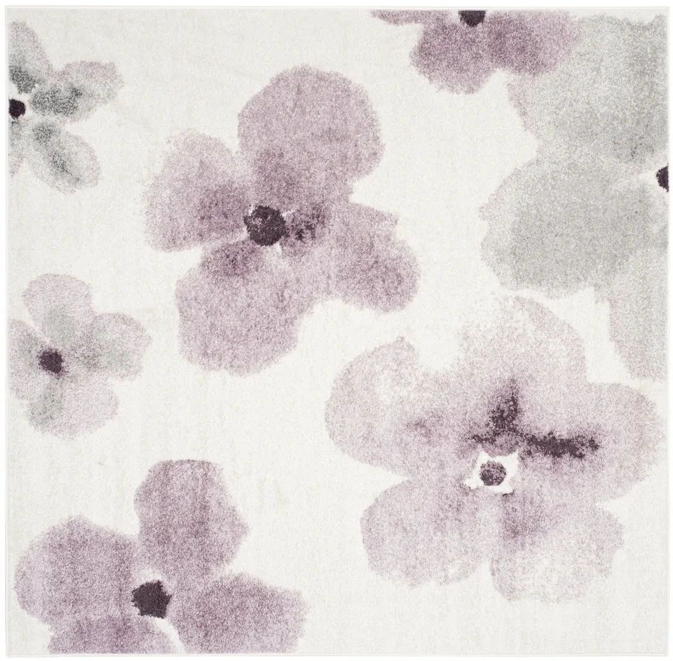 Arlo Home Woven Area Rug, ADR123L, Ivory/Purple,  6' X 6' Square