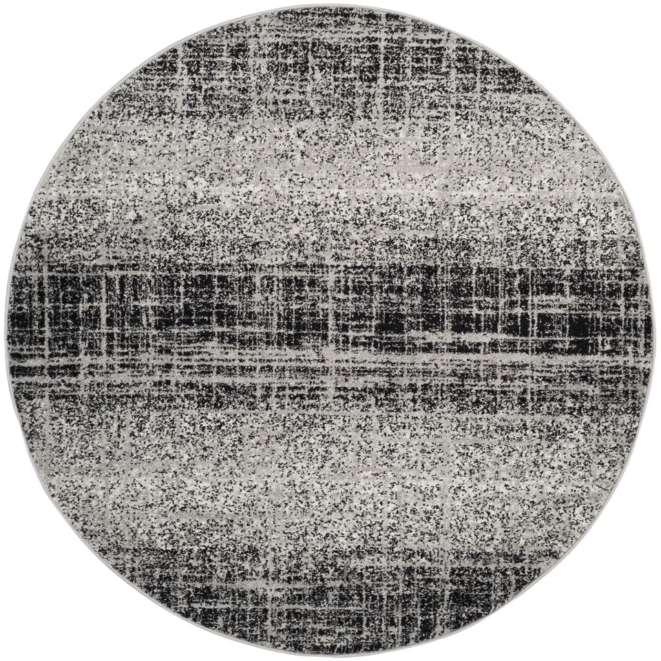 Arlo Home Woven Area Rug, ADR116A, Silver/Black,  6' X 6' Round