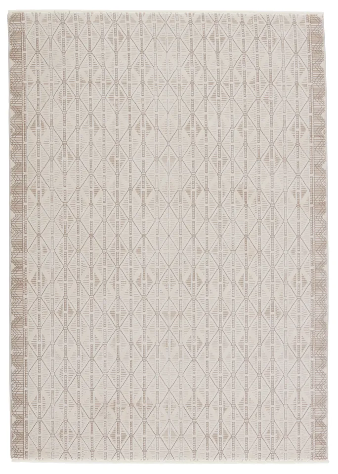Ozias Trellis Cream/ Light Brown Area Rug (9'6"X12'6")