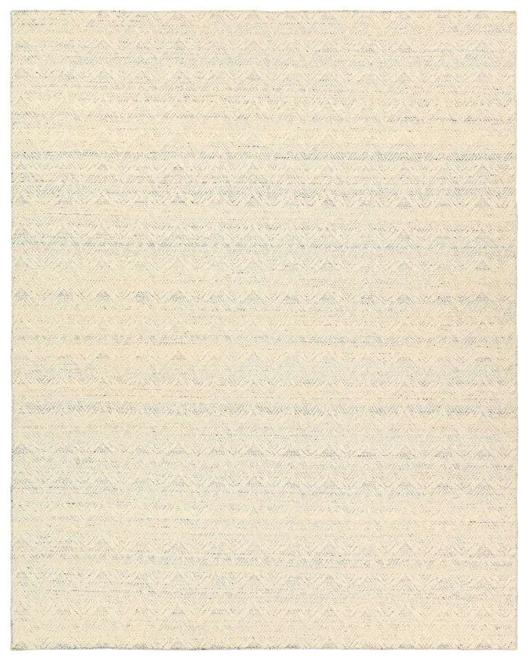 Mashal ENC07 Handmade Chevron Blue and White Area Rug (8'6"x11'6")