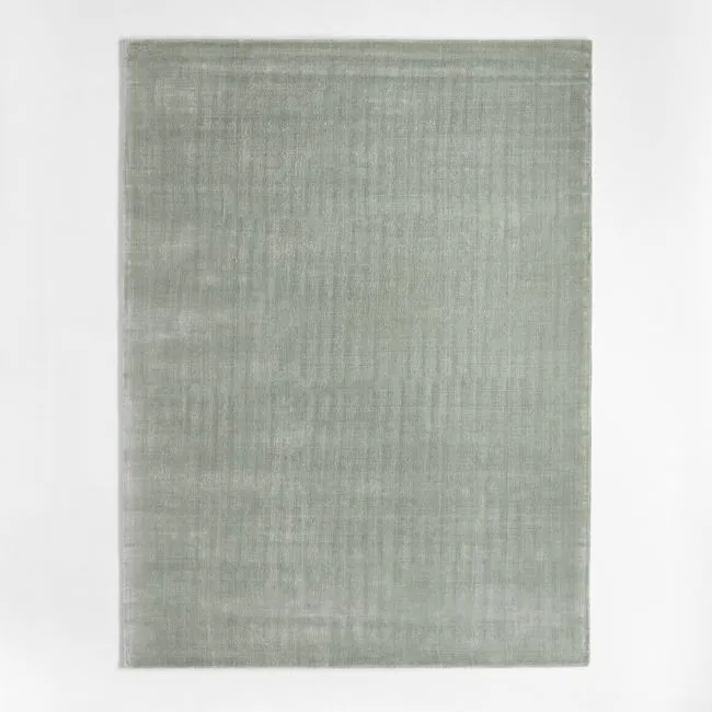 Solid Double Stripe Light Green Kids Performance Area Rug 6'x9'