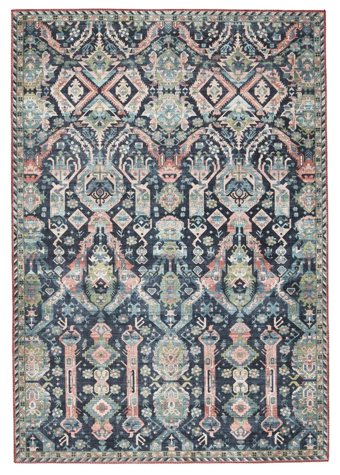 Nikki Chu by Teleza Trellis Dark Blue/ Clay Area Rug (9'X12')