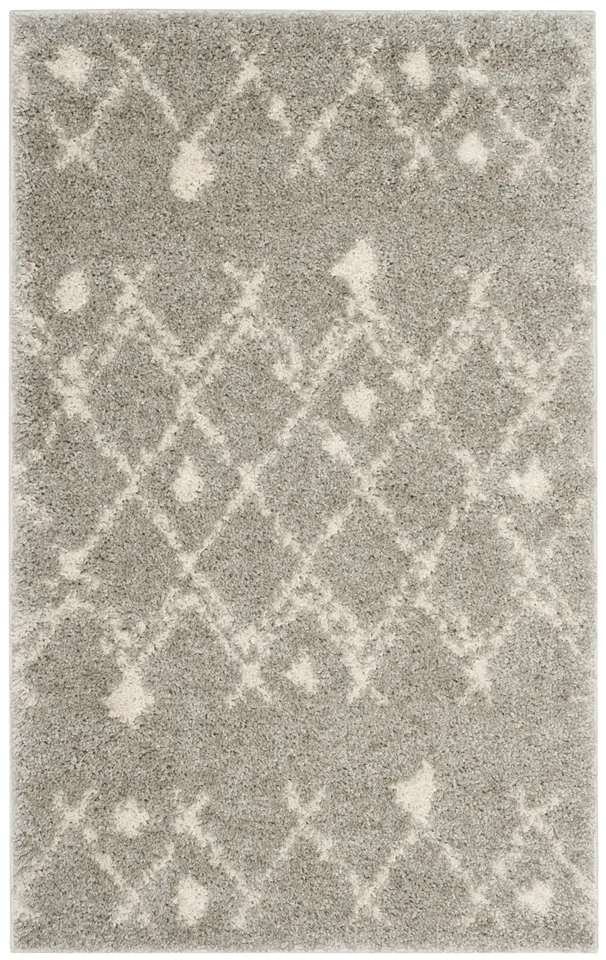 Arlo Home Woven Area Rug, BER164B, Light Grey/Cream,  3' X 5'