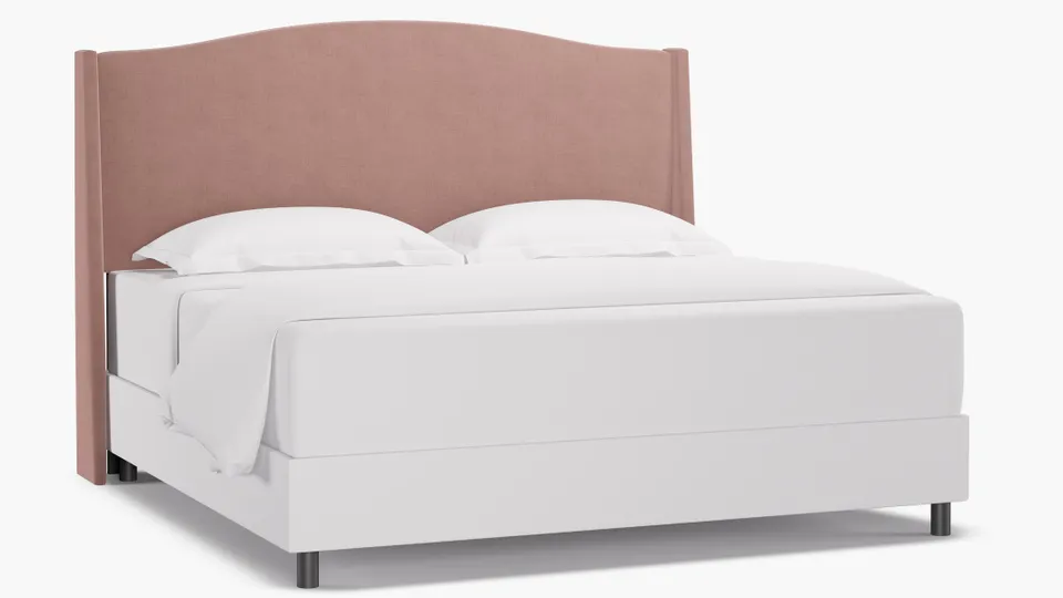 Classic Wingback Headboard, Blush Everyday Linen, King