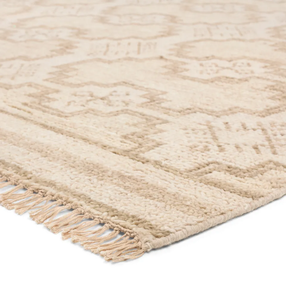 Elmast Hand Knotted Geometric Beige/Cream Area Rug (6'X9')