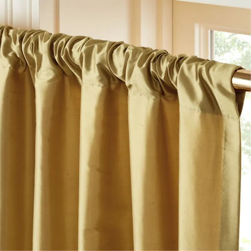 Seda Smoked Yellow Dupioni Silk Window Curtain Panel 48"x96"