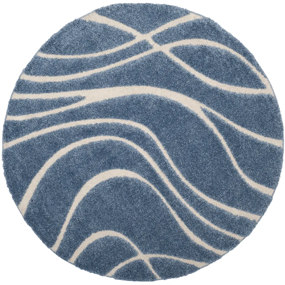 Arlo Home Woven Area Rug, SG471-6011, Light Blue/Cream,  6' 7" X 6' 7" Round