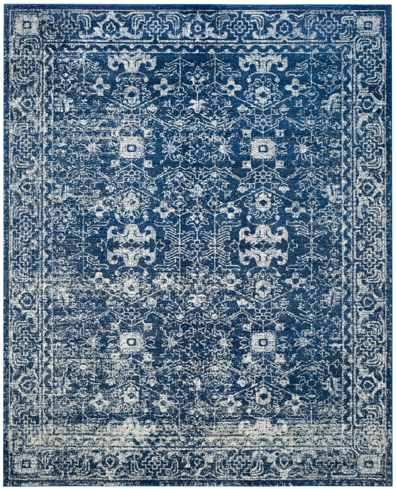 Arlo Home Woven Area Rug, EVK270A, Navy/Ivory,  6' 7" X 6' 7" Round