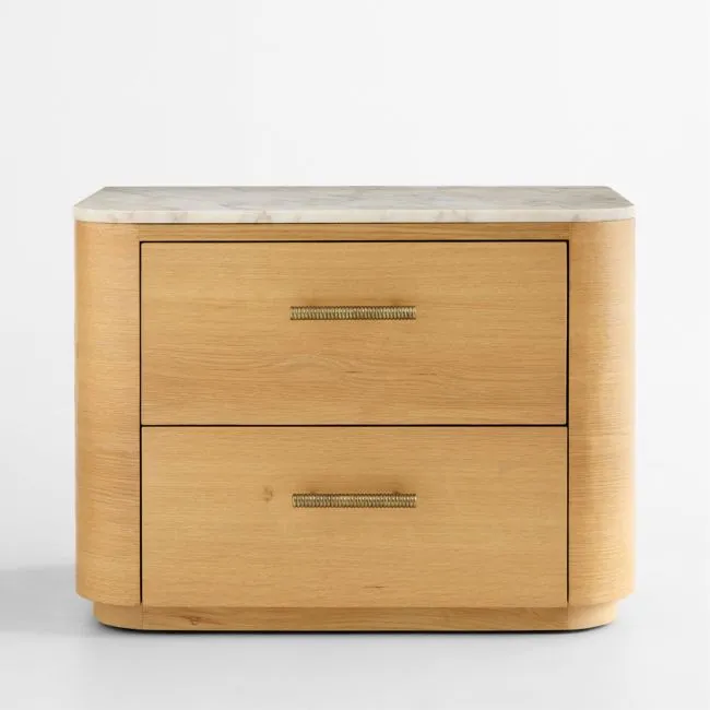 Doubles 30" Marble and Oak Wood Nightstand by Venus Williams