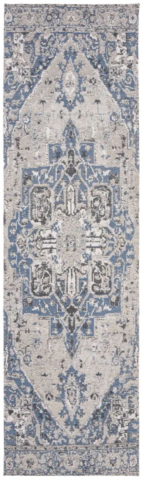 Arlo Home Woven Area Rug, CLV111M, Blue,  2' 3" X 8'