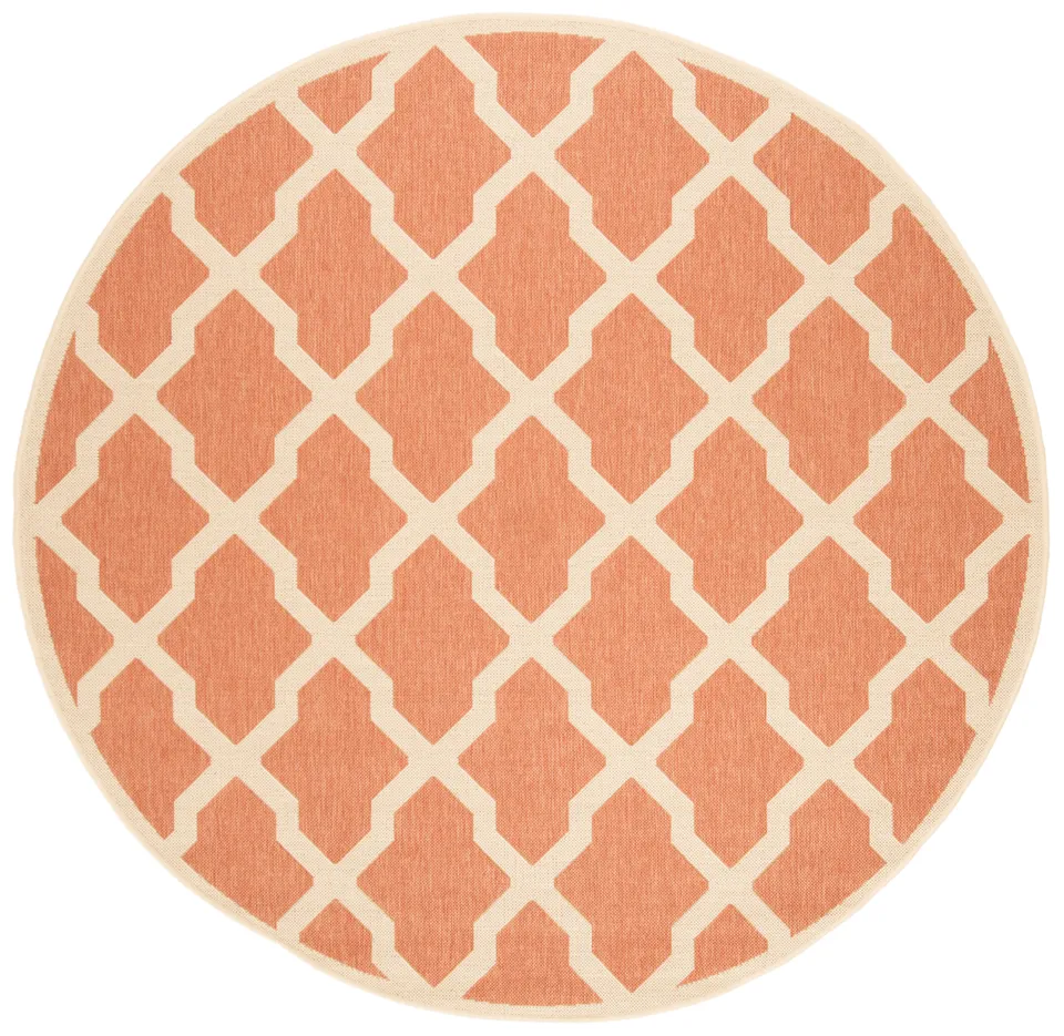 Arlo Home Indoor/Outdoor Woven Area Rug, LND122P, Rust/Cream,  6' 7" X 6' 7" Round
